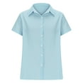 thumbnail image 5 of Zpanxa Womens Summer Cotton Linen Shirt Blouse Loose Casual V-Neck Blue S, 5 of 6