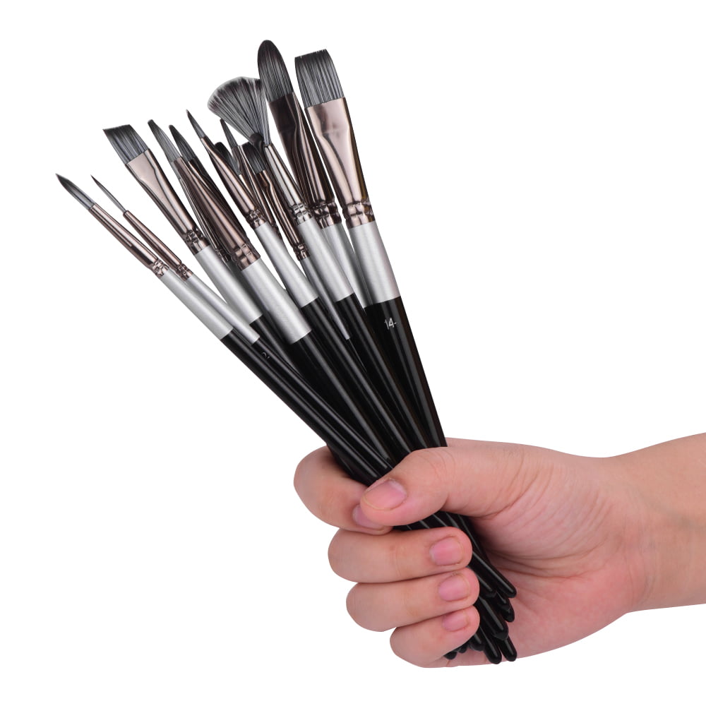 OOKU 24 PCS Paint Brush Set, Acrylic Paint Brush,  Fan/Flat/Round/Liner/Detail Brush Tip | Watercolor Paint Brushes for  Acrylic, Gouache, Oil | Nylon
