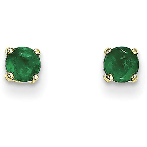 Primal Gold Emerald 14 Karat Yellow Gold 4mm May Post Earrings ...