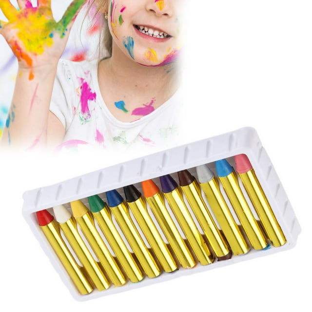 Cara 12 Colores Cuerpo Cara Pintura Palos Crayones Conjunto Colorido Pintura Pluma