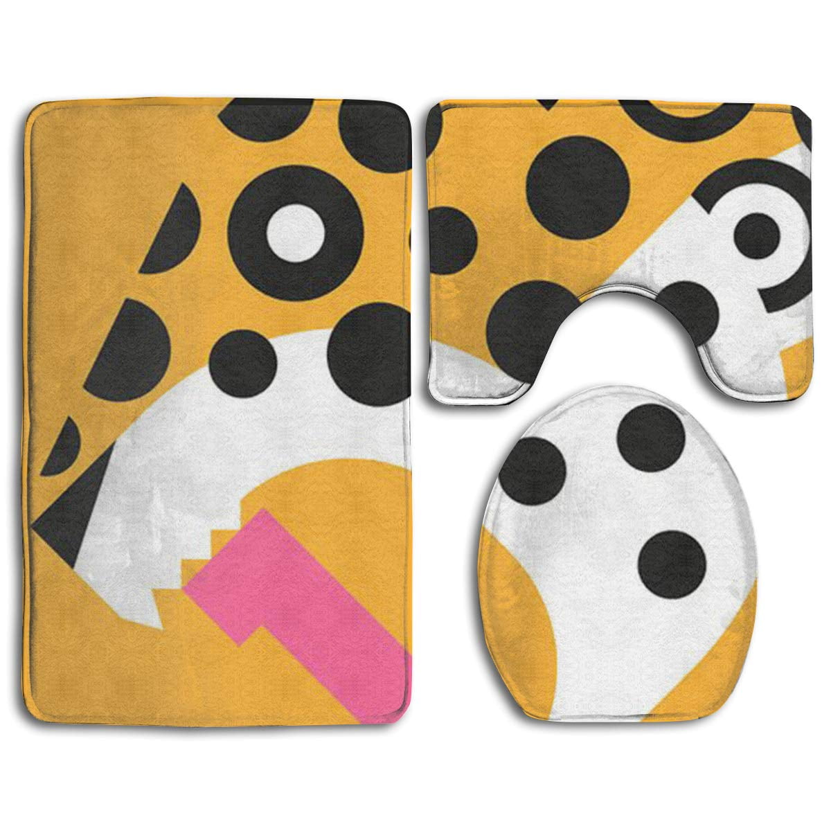 PUDMAD Yellow 3 Piece Bathroom Rugs Set Bath Rug Contour Mat and Toilet