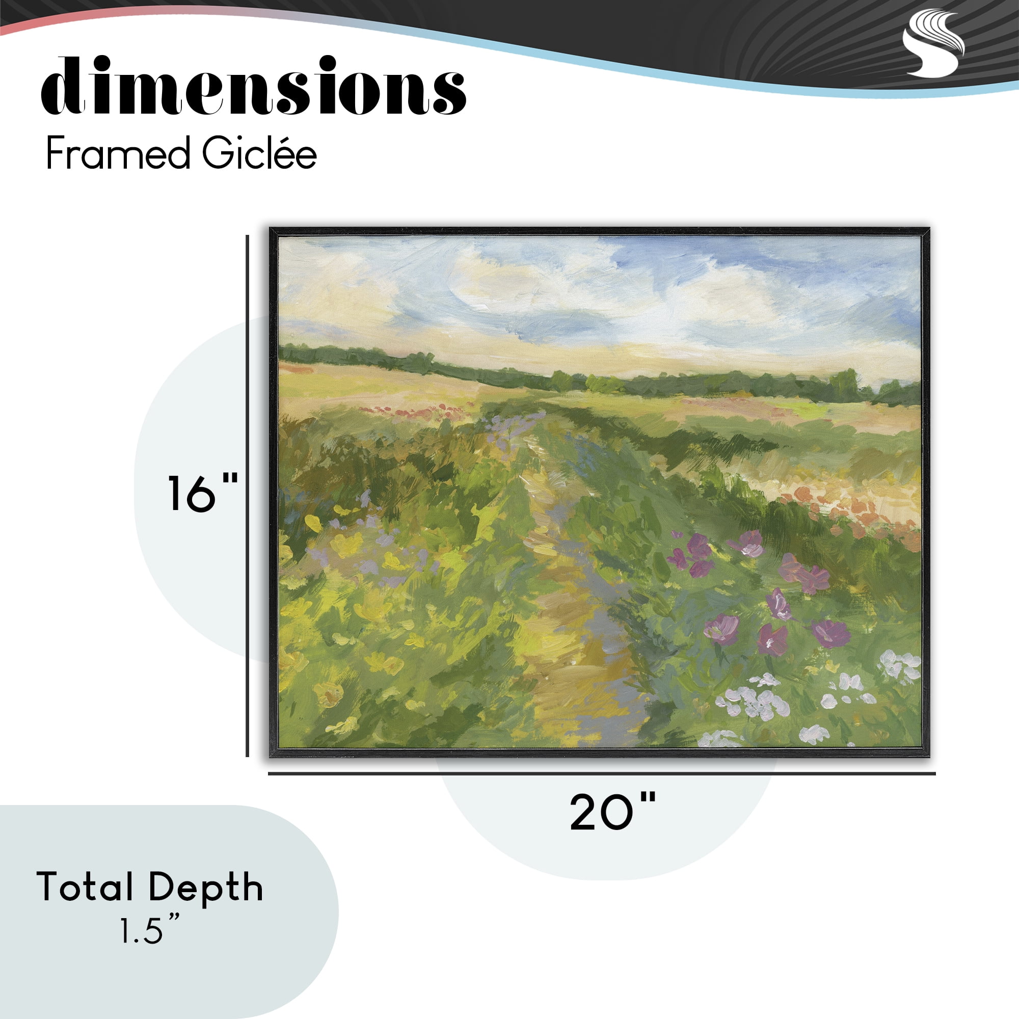 Stupell Industries Windswept Flower Field Black Framed Giclee Art, design by Victoria Barnes