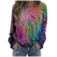 thumbnail image 1 of Sudadera de manga larga con estampado de cuello redondo para mujer Blusa informal Tops Pompotops  gfhjh3293, 1 of 4