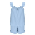thumbnail image 6 of Xdegoge Pajamas Set 2 Piece Lounge Sleepwear for Women Sleeveless Square Neck Ruffle Top and Elastic Waist Shorts Set Casual Summer Nightwear Outfits Cozy PJs, 6 of 7