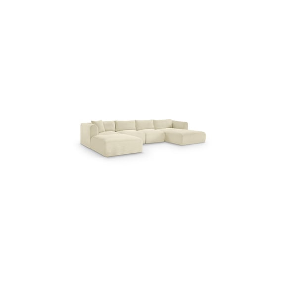 Meridian Furniture 5-Piece Cream Corduroy Performance Fabric Modular Sectional