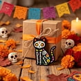 thumbnail image 3 of Anxinwu Day of the Dead Wooden Skeleton Cat Hanging Pendant - Colorful Carved Dia de los Muertos Ornament for Garden, Patio, Party, Outdoor Decor, 3 of 8