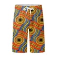 thumbnail image 3 of Conairie Men Swim Trunks Graphic Print Stretch Quick Dry Liner Swim Shorts Beach Lightweight Swimsuit Bottom With Drawstring Orange M, 3 of 5