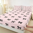 thumbnail image 3 of Homewish Girl Lovely Bowknot Twin Sheet Sets,Cute Cartoon Bow Twin Fitted Sheet,Kawaii Black Bowtie Flat Sheet For Kids,Ultra Soft Home Decor,3 Pieces, 3 of 7