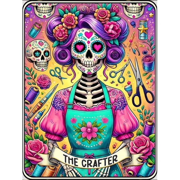 Diamond Art Painting Kits for Adults,The Crafter Skull 5D Diamond Painting Dots Art Kits for Adults Beginner, DIY Full Round Gem Crystal Art Paint by Diamond, Home Wall Decor 12x 16 in