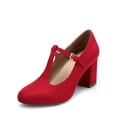 thumbnail image 1 of Zapatos de Tacón Bajo con Correa en T Mary Jane para Mujer DREAM PAIRS Rojo Talla 10, 1 of 6