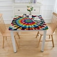 thumbnail image 3 of nygtbtfer Rainbow Watercolor Spiral Tie Dye Elastic Edged Table Cover Rectangle , Wipeable Polyester Tablecloth for Kitchen Dinning Indoor Outdoor Party Decor, 3 of 7