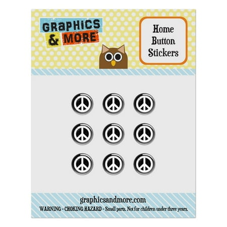 Artsy Peace Sign Symbol Black White Home Button Stickers Set Fit Apple iPhone iPad iPod Touch
