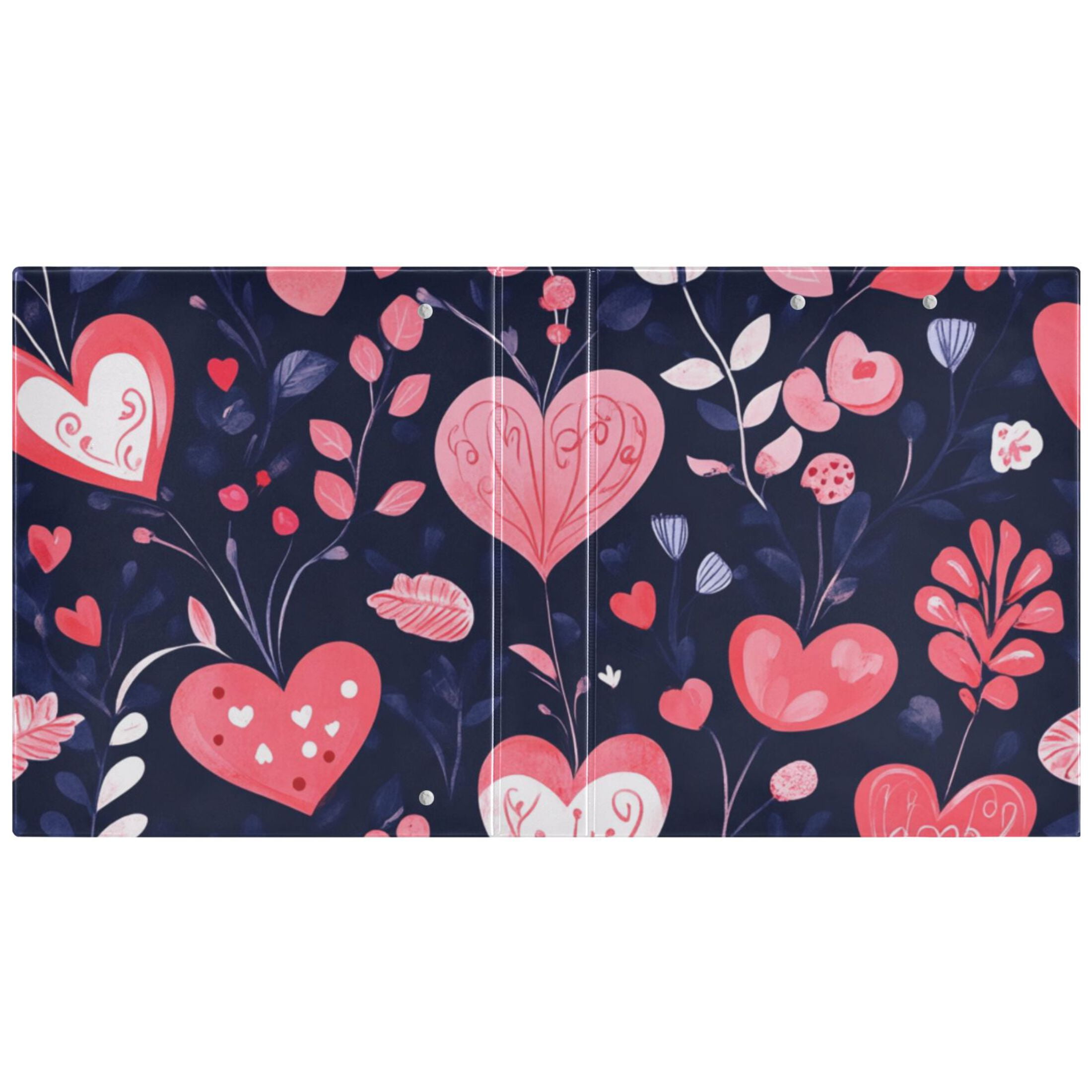 Valentines Day Hearts and Leaves 3 Ring Binders 1.5 inch Hardcover File Folders with Interior Pockets A4 Size Organizer for School Office Hospital Set of 2