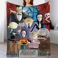 thumbnail image 1 of Manta de franela cálida y acogedora de la familia Addams para sala de estar, dormitorio, cama, sofá, camping, viajes, mantas de vellón para todas las estaciones, regalos para niños, niñas, niños y, 1 of 8