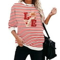 thumbnail image 5 of ICHUANYI Womens Striped Heart Print Oversized Sweatshirt Color Block Crew Neck Long Sleeve Casual Loose Pullover Top Sweatshirts, 5 of 6