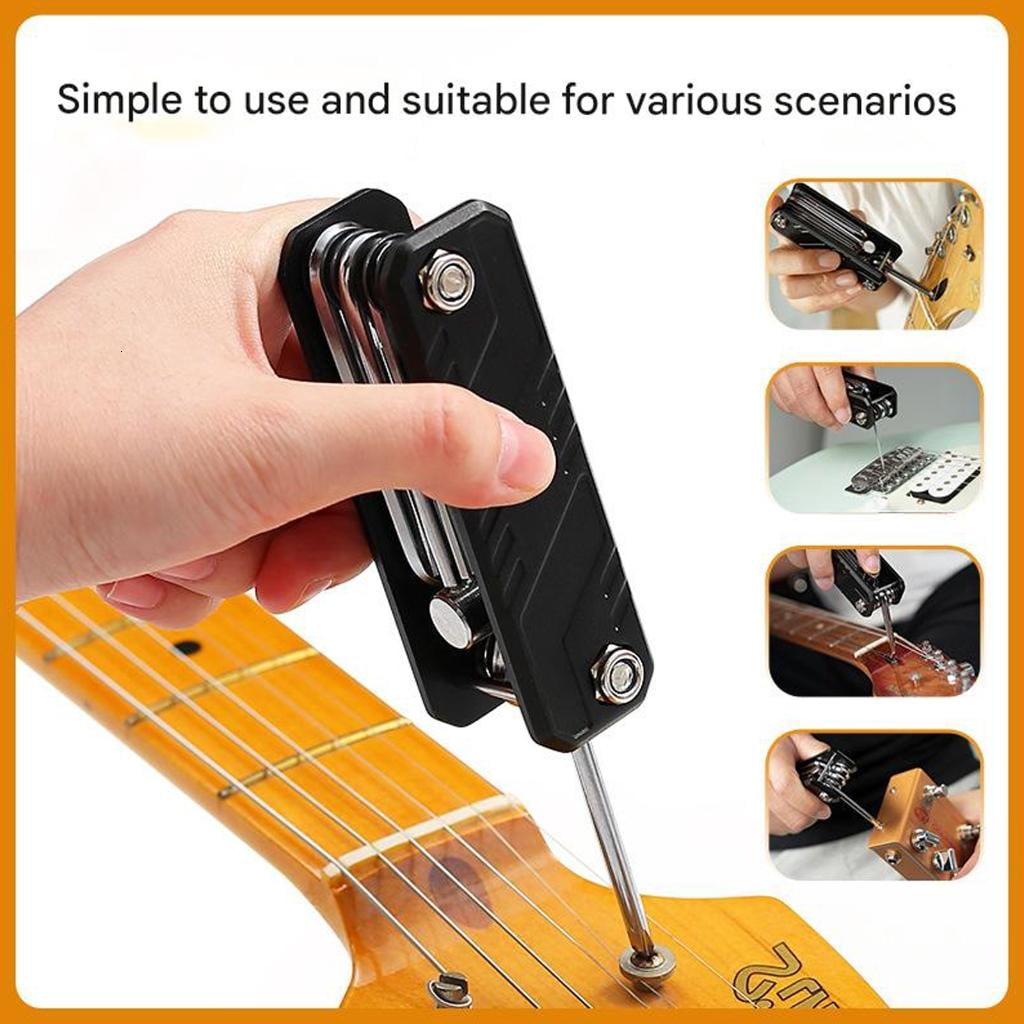 Yihuala Guitar Tool With Built in Hexagon Wrench Hexagon Screwdriver For Guitar Bass Repair And Daily Maintenance