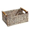 thumbnail image 1 of Wicker Basket Rectangular with Wooden Handles for Shelves,Water Hyacinth Basket Storage,Natural Bas, 1 of 5