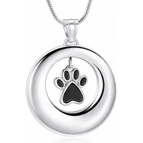 Circle of Life Urn Necklace For Ashes, Paw Print Cremation Jewelry Locket Necklace Memorial Ash Jewelry For Human Keepsake For Ashes For Pet Loving Memory