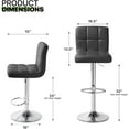 thumbnail image 3 of YSNW Bar Stools Set of 2, Modern PU Leather Swivel Barstools w/ Back, Armless Adjustable Square Bar Chairs for Home Kitchen Pub Island, Black, 3 of 18