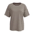 thumbnail image 5 of Bibifish Womens Basic Sports T-Shirts Summer Short Sleeve Crew Neck Timeless Monochrome Stripe Loose Fit Tee Laid Casual Outings Everyday Wear Tops, 5 of 5