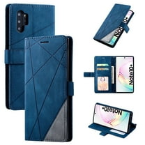 Dteck Case For Samsung Galaxy Note 10 Plus(6.8 inch), Luxury Magnetic Leather Card Holder Wallet Case Hybrid Protective Stand Shockproof Cover ,Blue