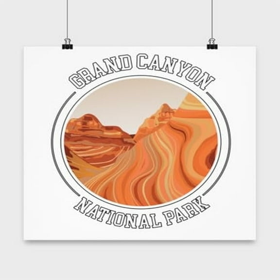 National Park Poster, Grand Canyon, Nature Wall Art Gift, White 13x13in Poster
