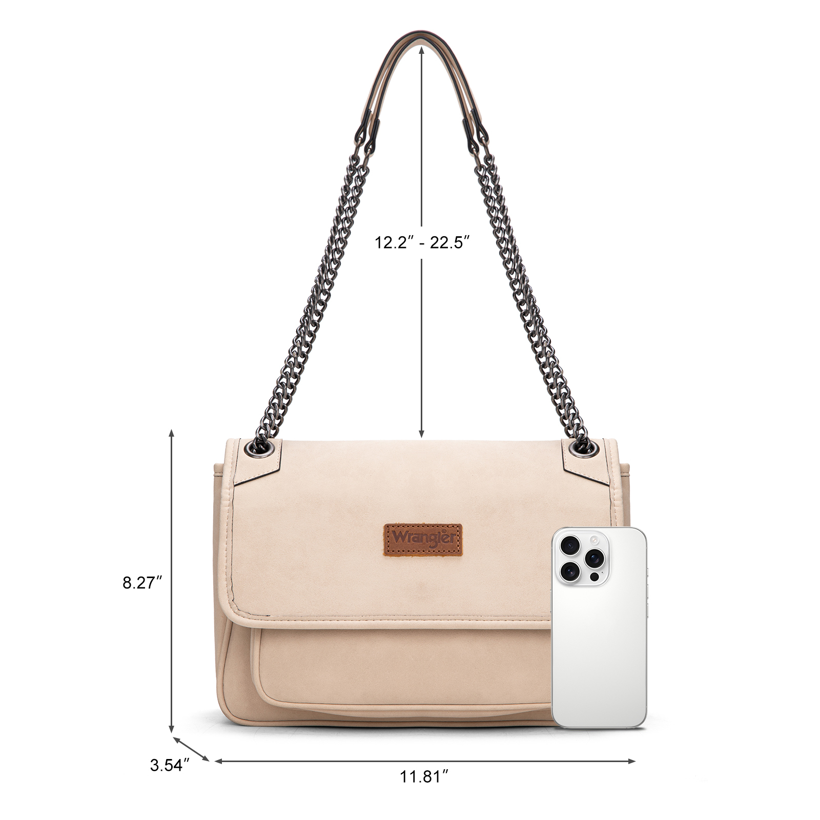 Wrangler Shoulder Bag for Women Retro Purses and Handbags Crossbody Bags with Chain Strap, Beige