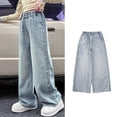 thumbnail image 2 of Gunia Girls' Baggy Jeans Straight Leg Summer Casual Trousers Big Kids Wide Leg Design Toddler Teen Girl Denim Pants 4-14 Years, 2 of 9