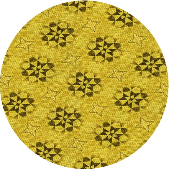 Ahgly Company Indoor Square Patterned Dark Golden Rod Brown Area Rugs, 3' Square