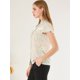 thumbnail image 4 of Allegra K Blusa Floral Encaje Transparente Manga Del Casquillo Botones Arriba Top Cuello Con Volantes Para Mujeres Blanco XS Unique Bargains Blusa, 4 of 6