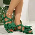 thumbnail image 6 of Miluxas Women's Ankle Strap Bow Sandals Criss Cross Open Toe Bowknot Dressy Beach Flat Sandals Green 8.5(41), 6 of 7