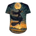 thumbnail image 5 of Qzwdhjm Halloween Plus Size Tops for Women Spooky Season Short Sleeve Tshirts Crewneck Loose Fit Witch Graphic Tees for Fall Party, 5 of 6