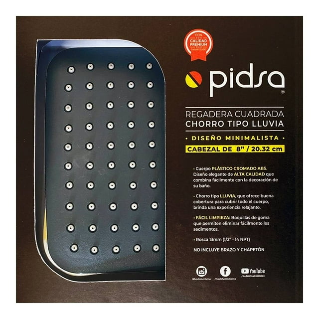 Regadera Pidsa Cuadrada 8 Pulgadas 53918 Silver
