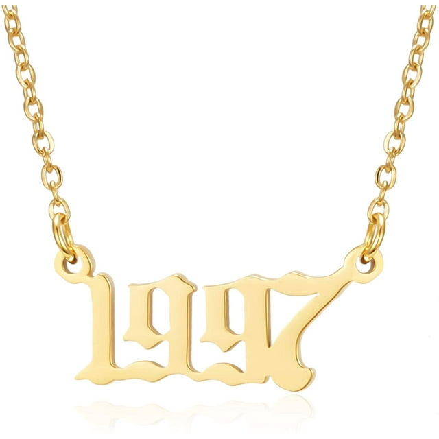 Collar con colgante de número de año de nacimiento, collar de acero inoxidable con número de oro y cumpleaños, joyería de cadena para mujer y niña Xemadio LRWJ198-11