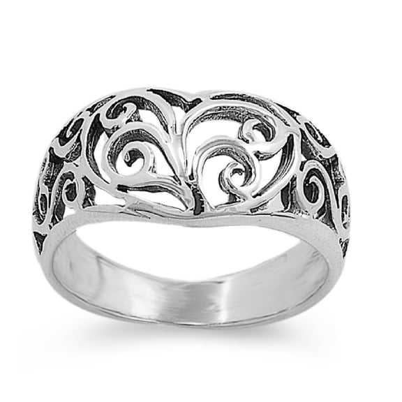 925 Sterling Silver Celtic Victorian Op Art Filigree Ring Size 10