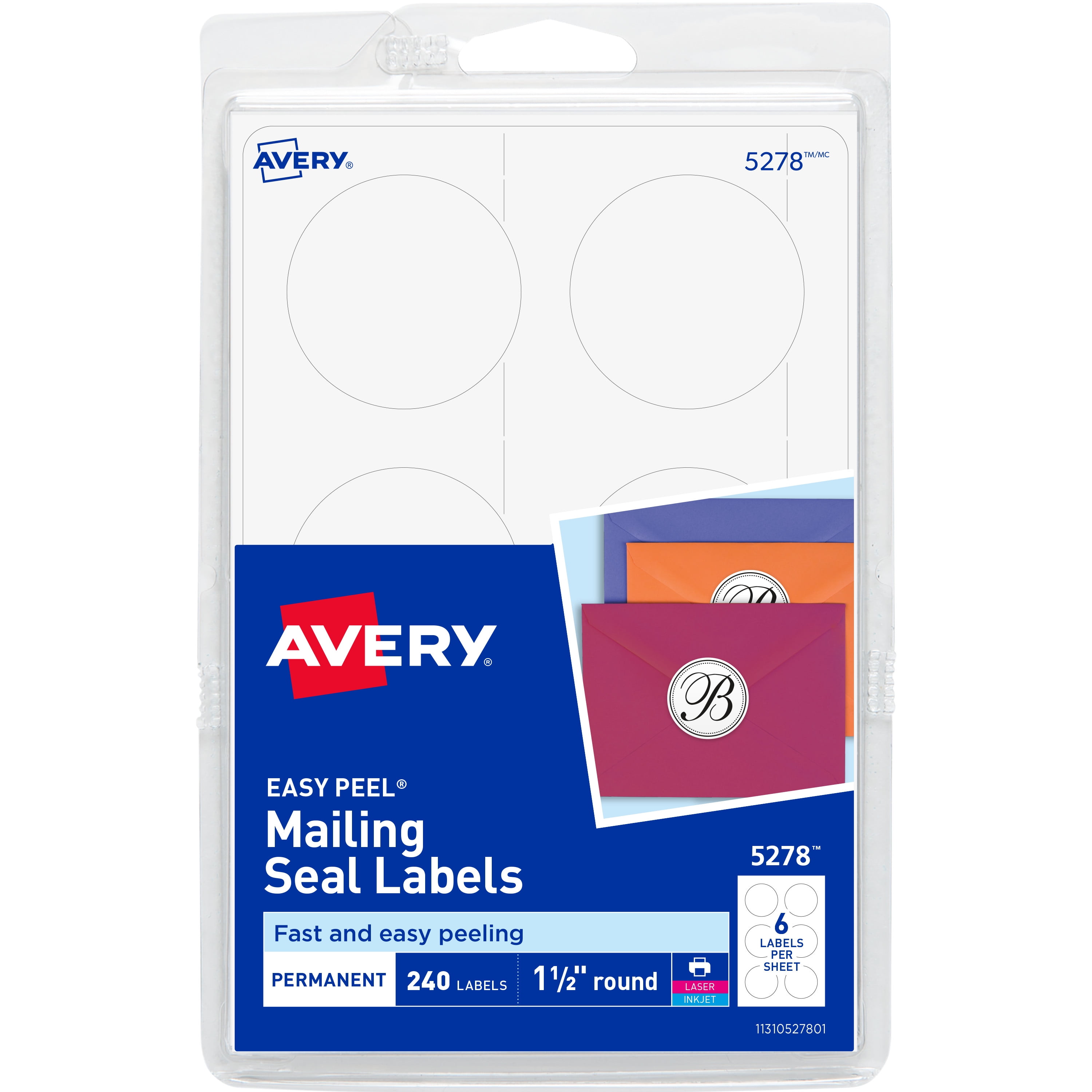 Avery Mailing Seals for Laser and Ink jet Printers 1.5 Round 2 Packs 