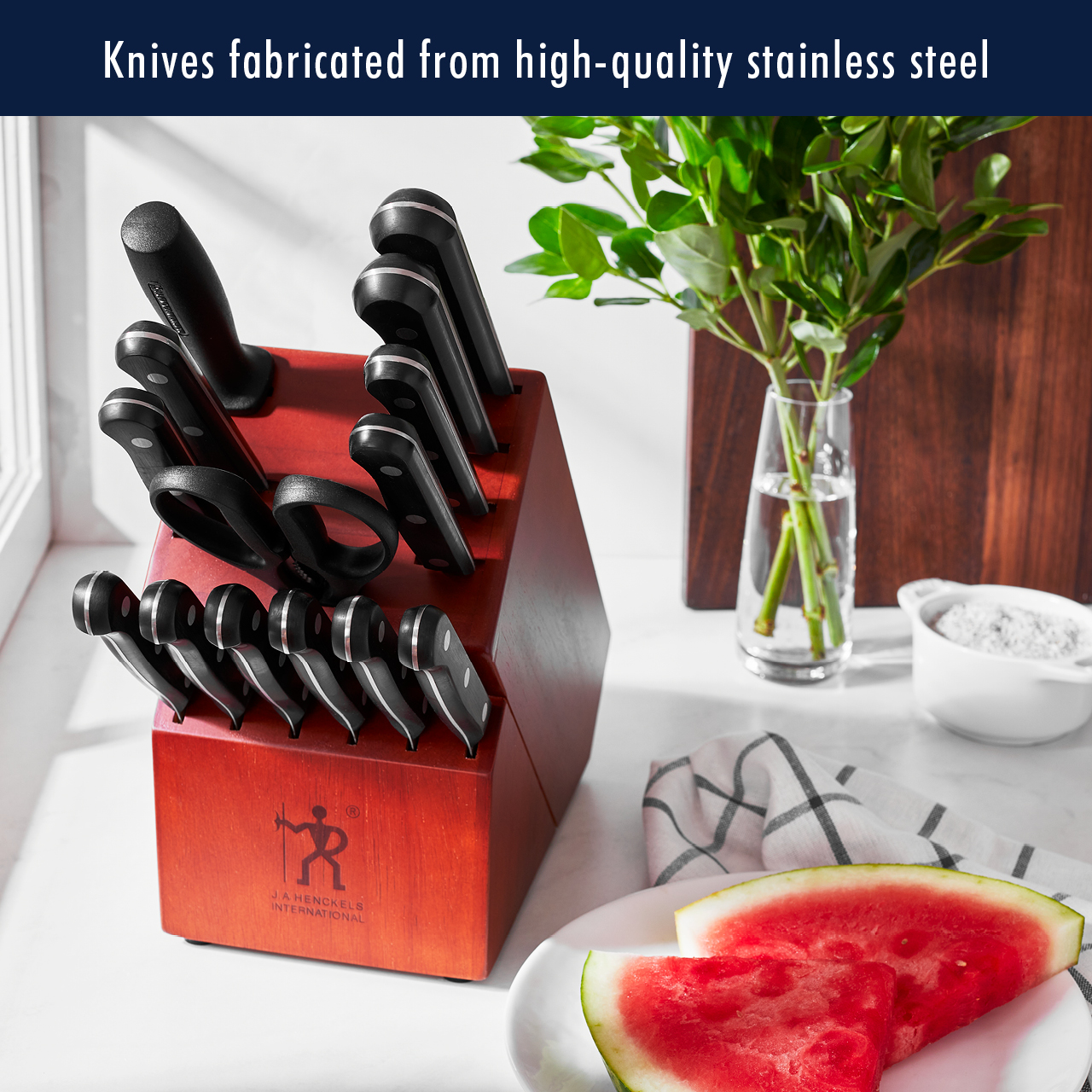 Henckels Solution 15-pc Kitchen Knife Set with Block, Chef Knife, Paring Knife, Utility Knife, Bread Knife, Steak Knife, Black, Stainless Steel - image 5 of 9