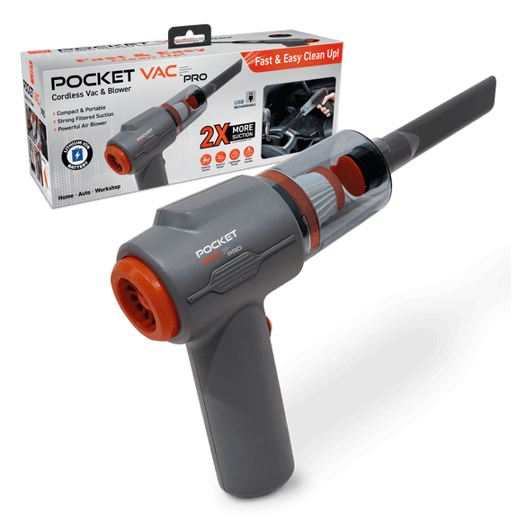 Pocket Vac PRO Handheld Vacuum with Charging Dock for Car, Home & Pet Hair