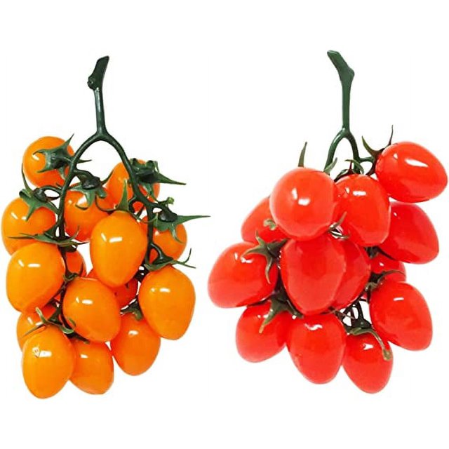 2 Strings of Lifelike Artificial Cherry Tomatoes Realistic Fake Tomato Simulation Vegetables Fruits for Home, Garden, Store Cabinet, Photography, Christmas, Harvest Festival Decoration