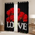 thumbnail image 2 of Castle Fairy Romantic Rose Black Out Curtains,Black Red Curtains Pack of 2 (42x63 Each), 2 of 6