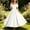 White, variant on Girls Off Shoulder Satin Gown Front Bowknot Smocked Cinched Maxi Dress Tween Girls Elegant A-Line Evening Dress Beige 5-6 Years