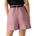 thumbnail image 4 of Sewkxo Womens Casual Elastic Waist Wide Leg Suit Shorts Summer Dressy Work Shorts with Pockets,Pink 2XL, 4 of 8
