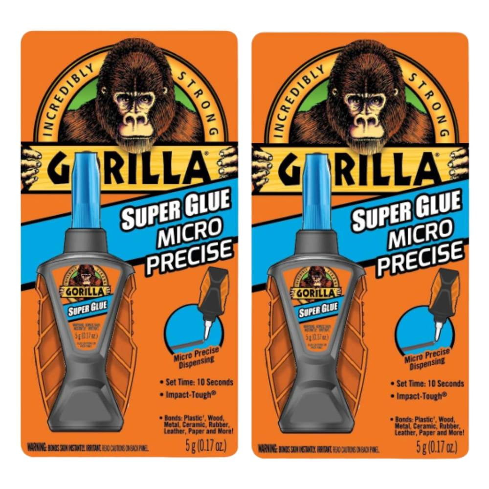 Gorilla Super Glue Micro Precise 10 Seconds Set Time Heavy Duty 5g Clear, 2-Pack