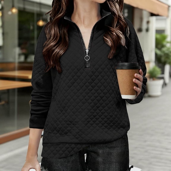 Girls Half Zip Sweatshirt Quarter Zip Pullover Sweatshirts Fall Clothes for Teen Girl Black 12-13 Years