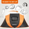 thumbnail image 3 of AOPEC Pop Up Camping Tent, 2/4/6 Person Instant Tent Waterproof PU4500mm, Spacious Ventilated Camping Tent with Front Porch, Quick Setup Lightweight Portable for Outdoor Camping Hiking Beach, 3 of 7