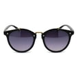 thumbnail image 2 of Womens Designer Fashion Round Keyhole Horn Rim Plastic Sunglasses Black Gold Smoke, 2 of 4