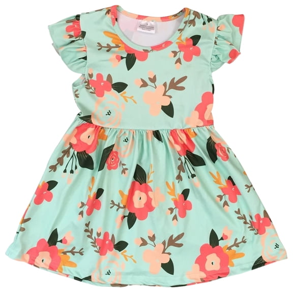 Little Girl Kids Cap Sleeve Floral Birthday Party Flower Girl Dress Green 6 XL 500999 BNY Corner