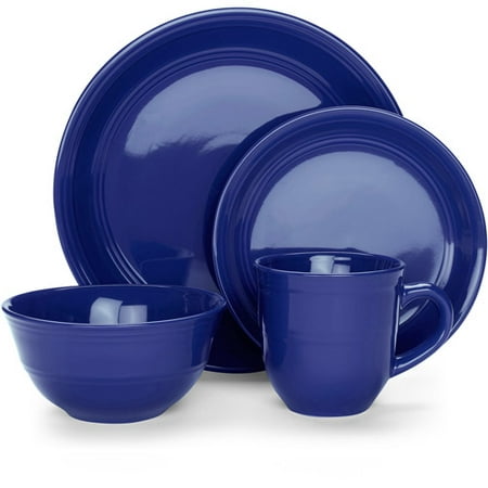 Mainstays 16-Piece Stoneware Dinnerware Set, Assorted Colors