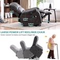 thumbnail image 4 of MEETWARM Large Power Lift Electric Recliner Chair with Massage and Heat, Overstuffed Wide Recliner for Elderly Big People, Heavy Duty Recliners with 2 Remote Controls, USB Ports, 2 Side Pockets, Gray, 4 of 8
