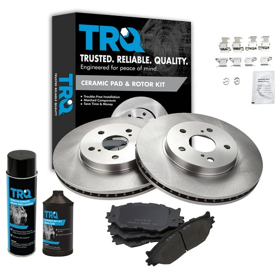 TRQ Front Ceramic Disc Brake Pad & Rotor Kit w/Chemicals for 06-08 Lexus IS250 BKA18245